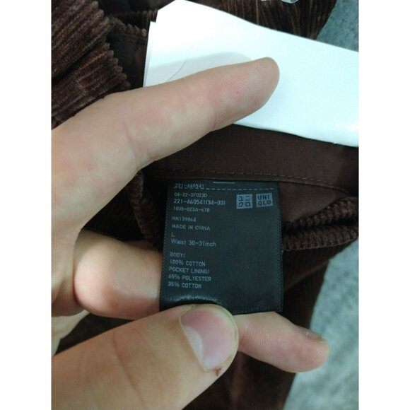 Uniqlo Pants Women Large Brown Corduroy Chino Pleated Wide Leg High Rise - Picture 7 of 8